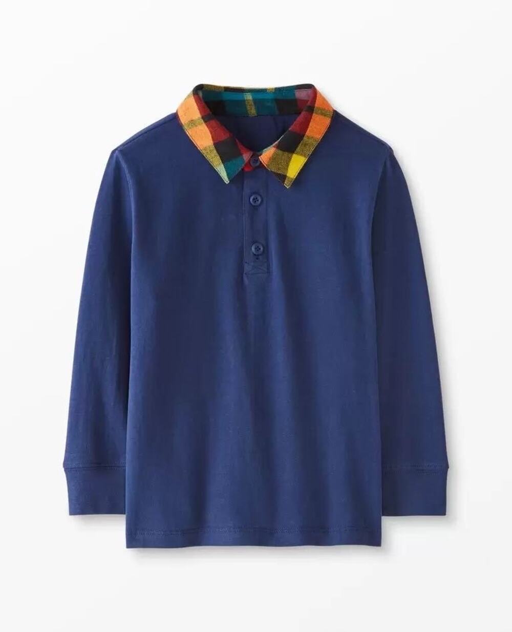 Hanna Andersson Boys' Holiday Rugby Polo Shirt - Soft Blue 2T
